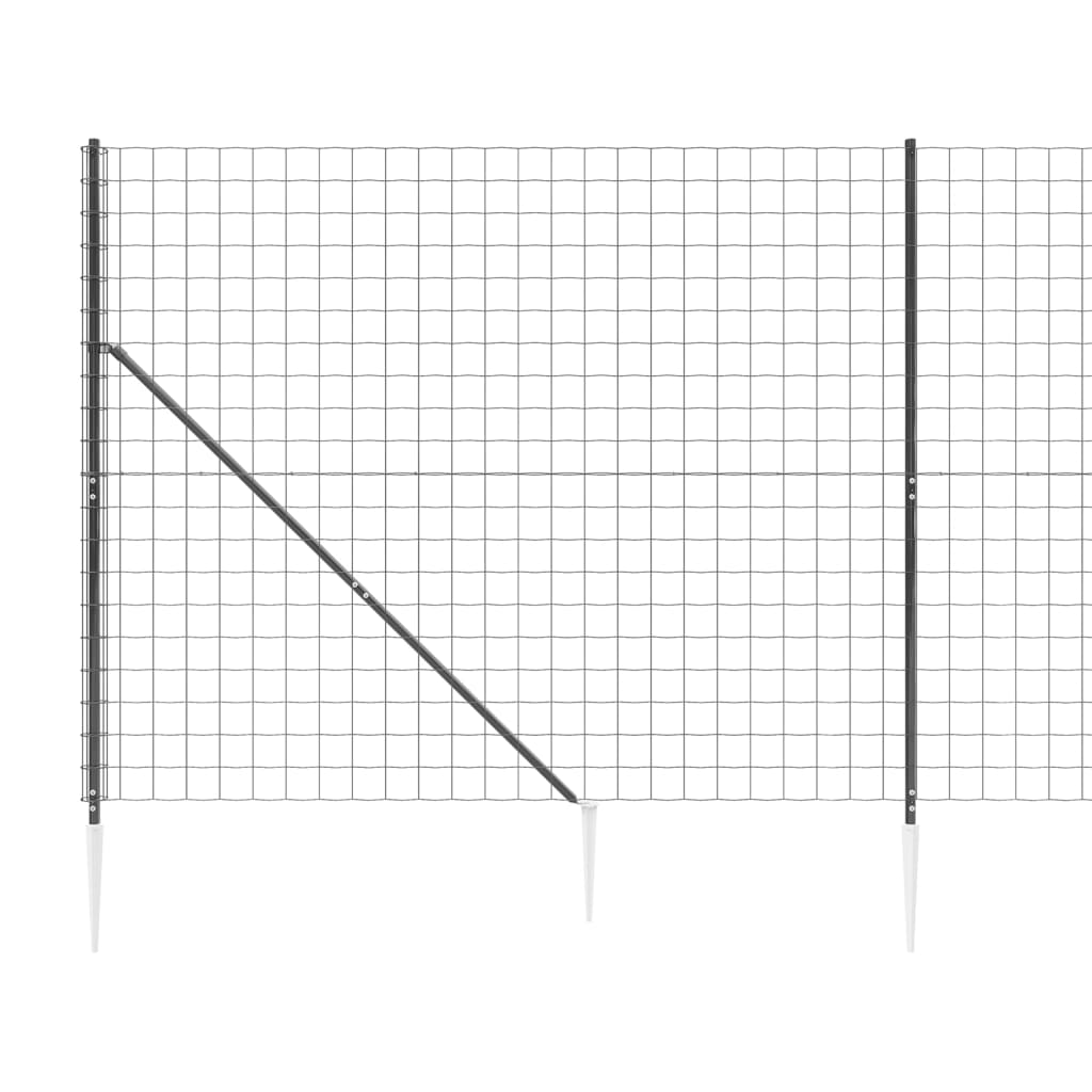 vidaXL Cerca de alambre con pinchos de anclaje gris antracita 1,4x10 m