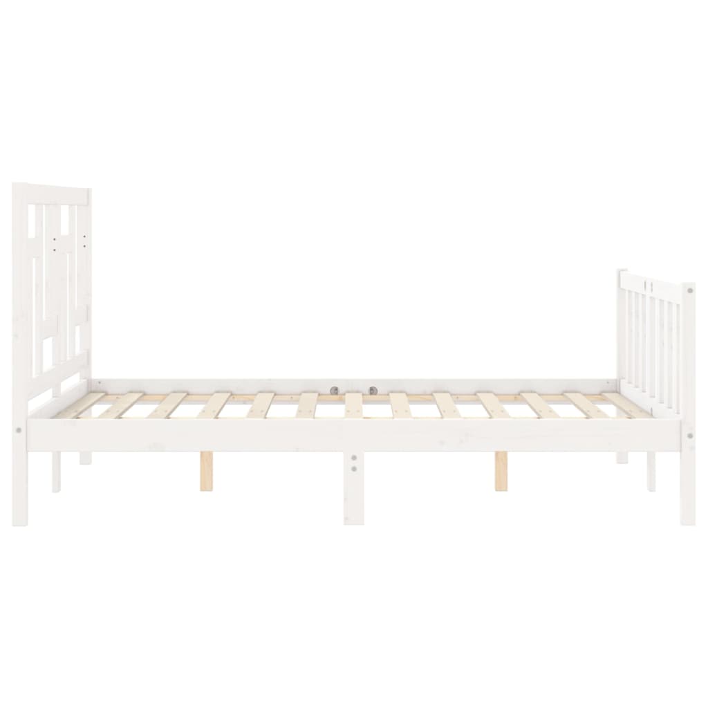 vidaXL Estructura de cama con cabecero madera maciza blanco 120x200 cm