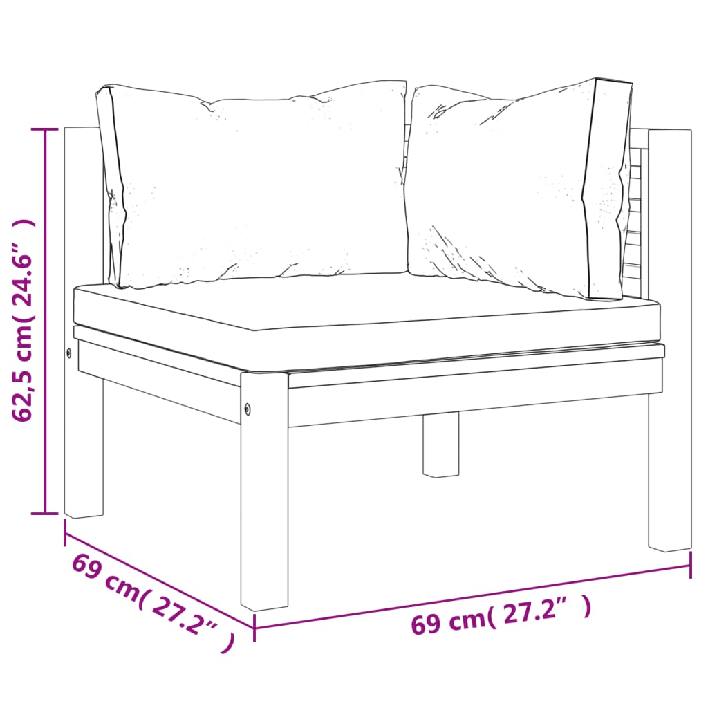 vidaXL Muebles de jardín 6 pzas cojines crema madera maciza de acacia