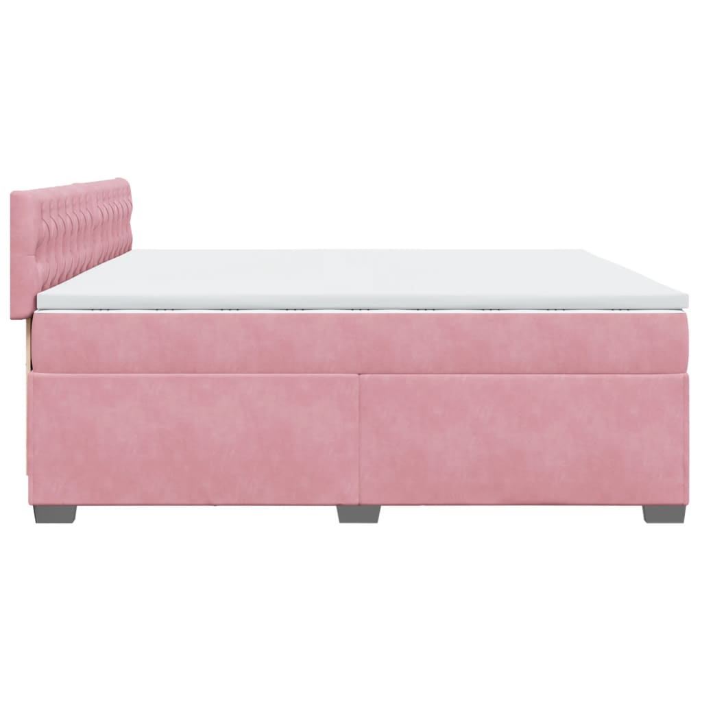 vidaXL Cama box spring con colchón terciopelo rosa 200x200 cm