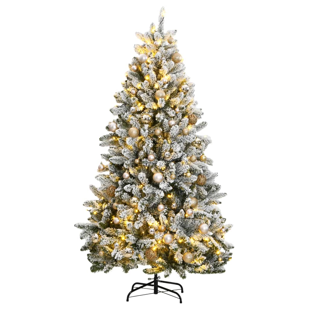 vidaXL Árbol de Navidad artificial con bisagras 300 LED y bolas 180 cm