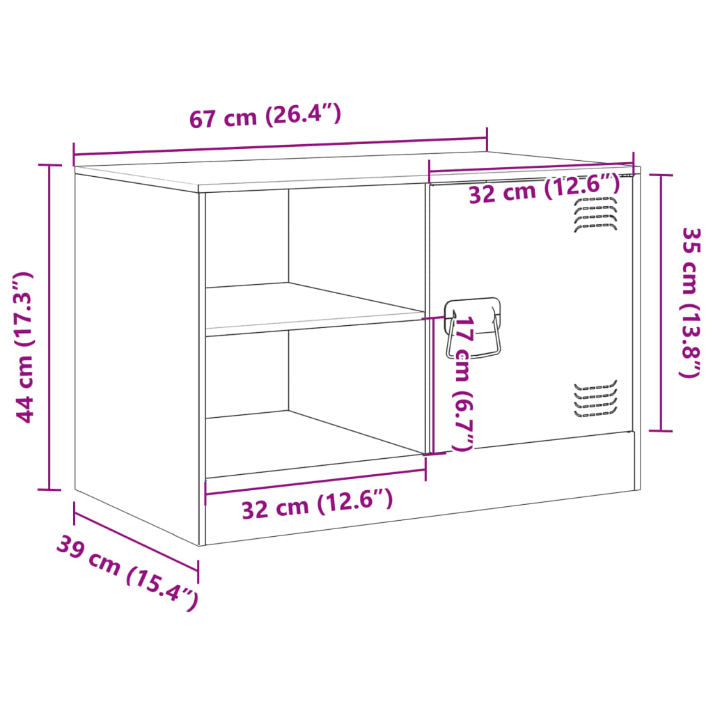 vidaXL Mueble para TV de acero amarillo mostaza 67x39x44 cm