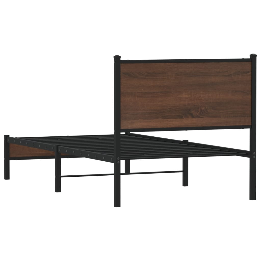 vidaXL Estructura de cama sin colchón metal marrón roble 90x200 cm