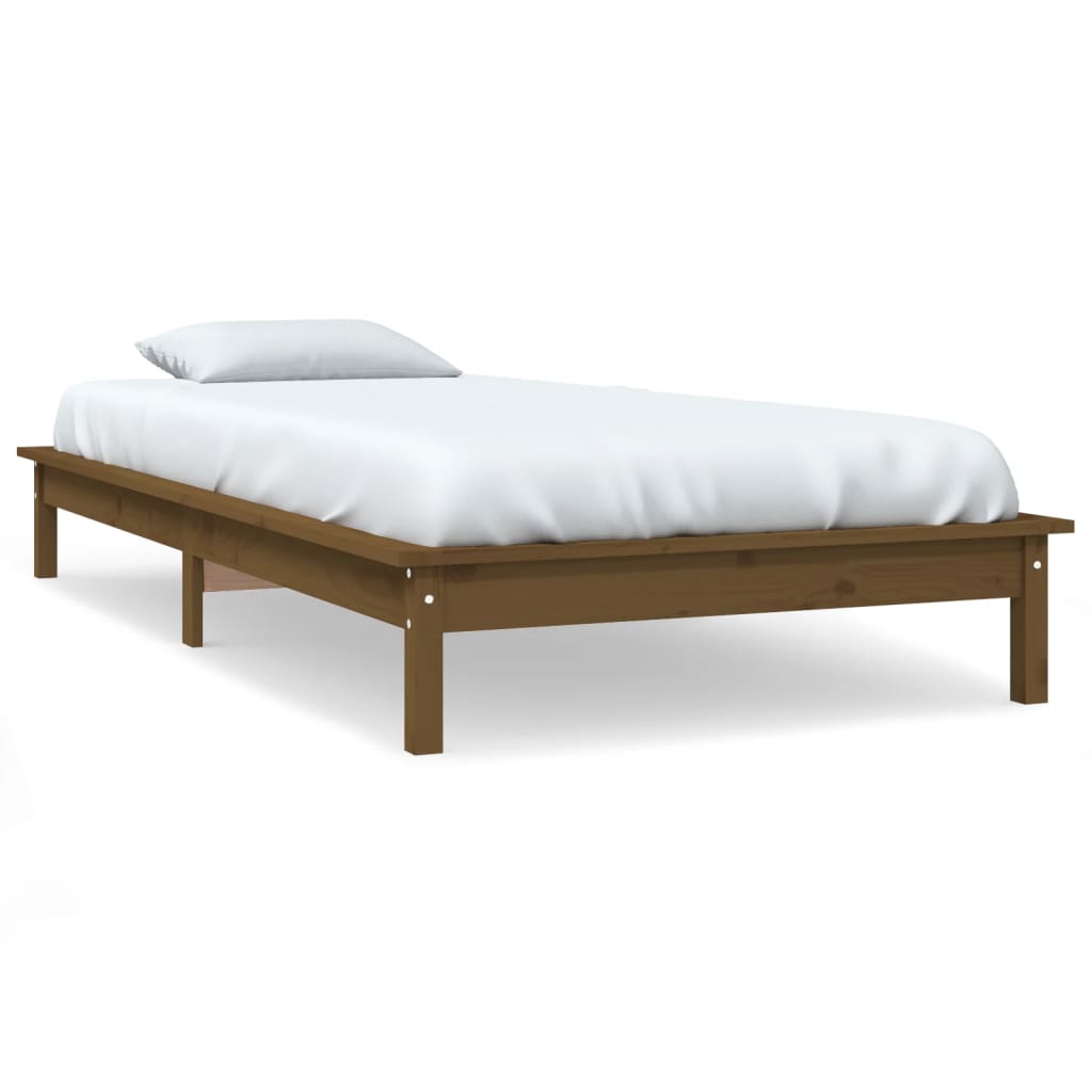 vidaXL Estructura de cama madera maciza pino marrón miel 75x190 cm