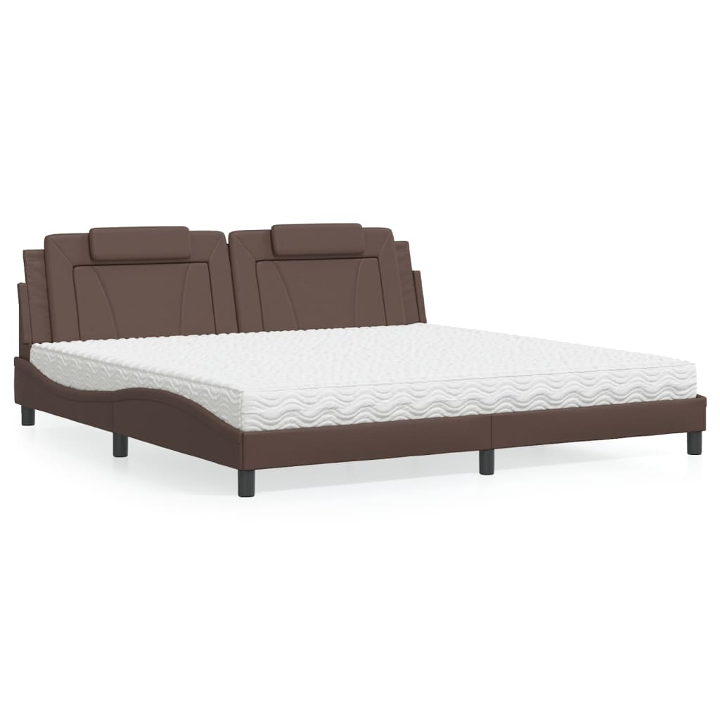 vidaXL Cama con colchón cuero sintético marrón 200x200 cm