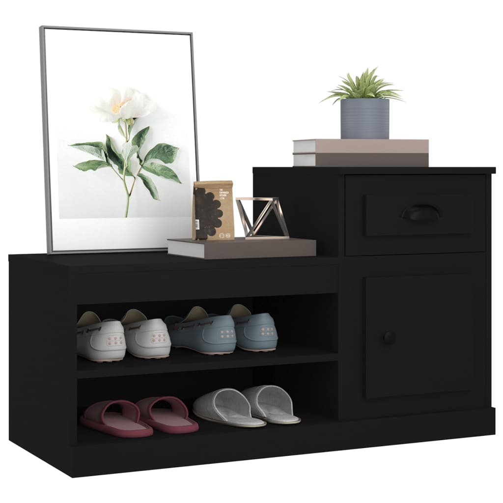 vidaXL Mueble zapatero madera contrachapada negro 100x42x60 cm