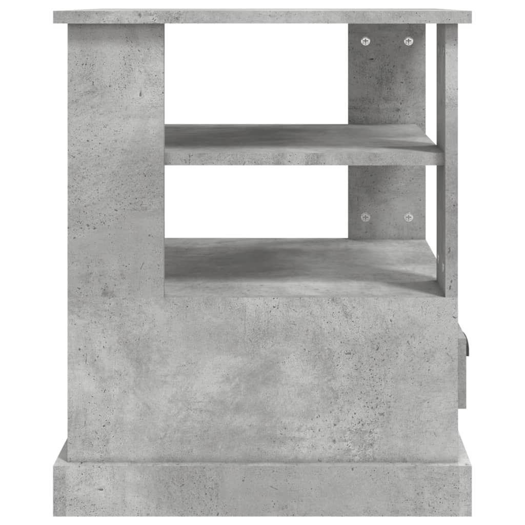 vidaXL Mesa auxiliar madera contrachapada gris hormigón 50x50x60 cm