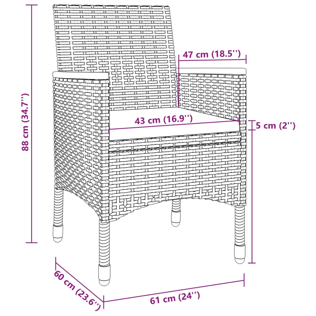 vidaXL Set comedor de jardín 7 pzas y cojines ratán sintético y vidrio