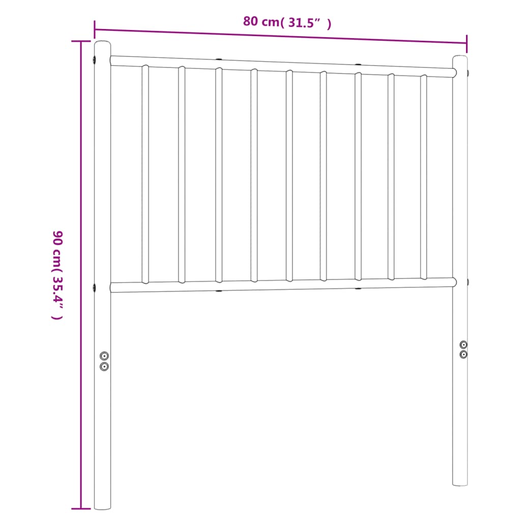 vidaXL Cabecero de metal negro 75 cm