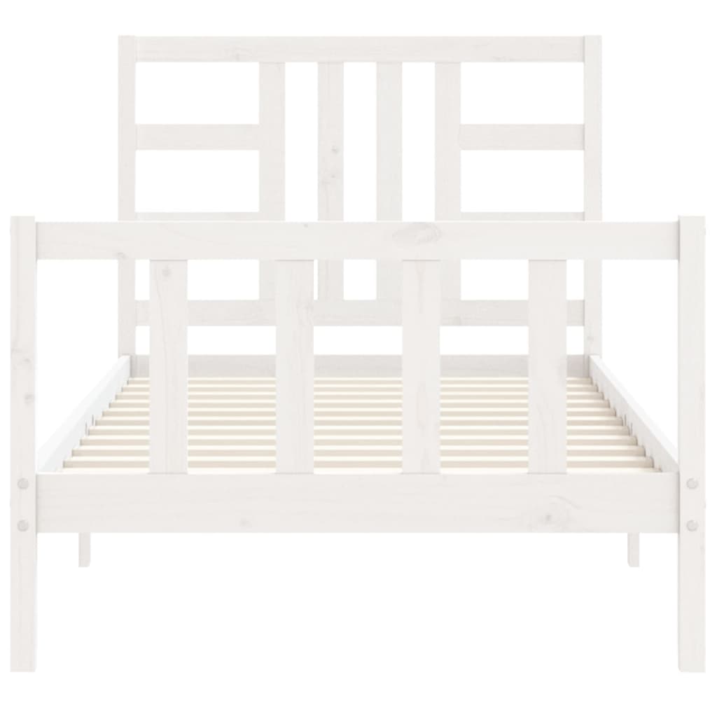 vidaXL Estructura de cama con cabecero madera maciza blanco 90x190 cm