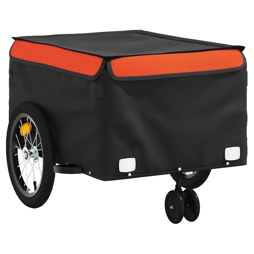 vidaXL Remolque para bicicleta hierro negro y naranja 45 kg