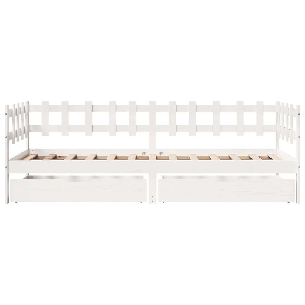 vidaXL Sofá cama con cajones madera maciza de pino blanca 90x190 cm