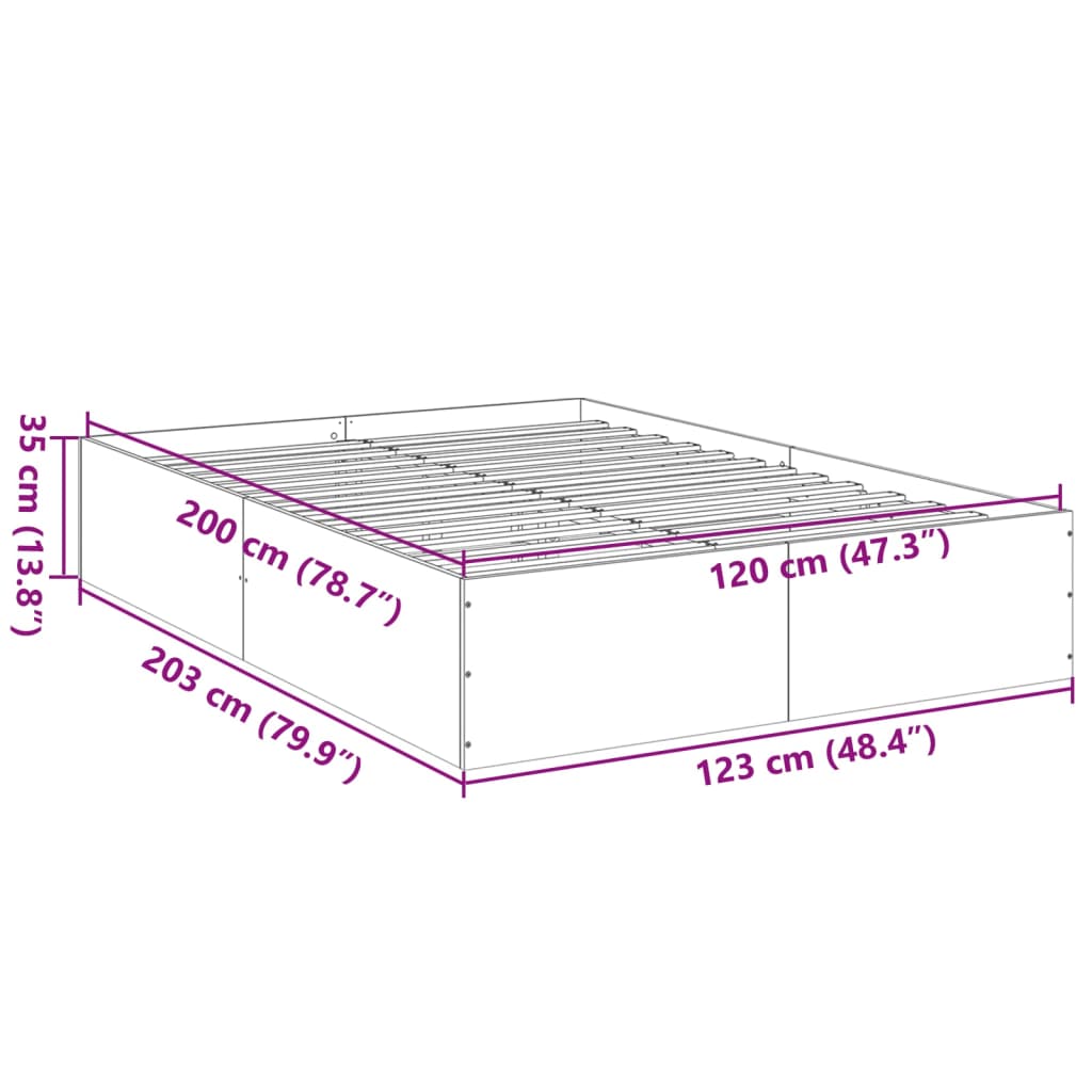 vidaXL Estructura de cama madera de ingeniería marrón roble 120x200 cm