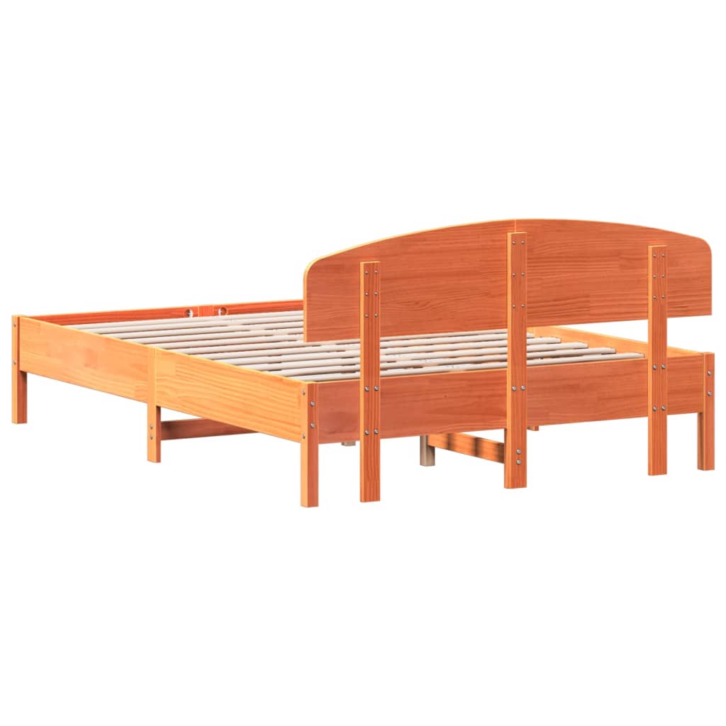 vidaXL Cama sin colchón madera maciza de pino marrón cera 160x200 cm