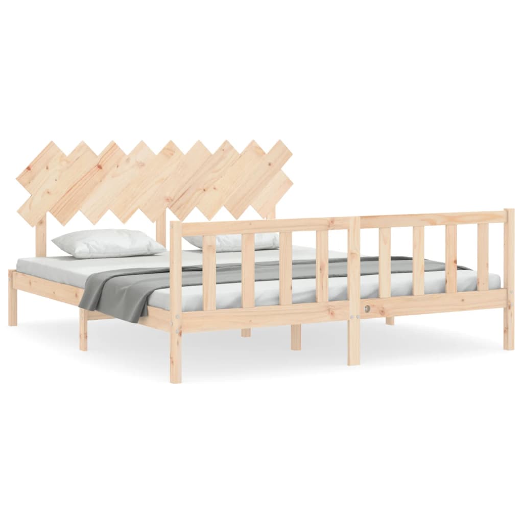 vidaXL Estructura de cama de matrimonio con cabecero madera maciza