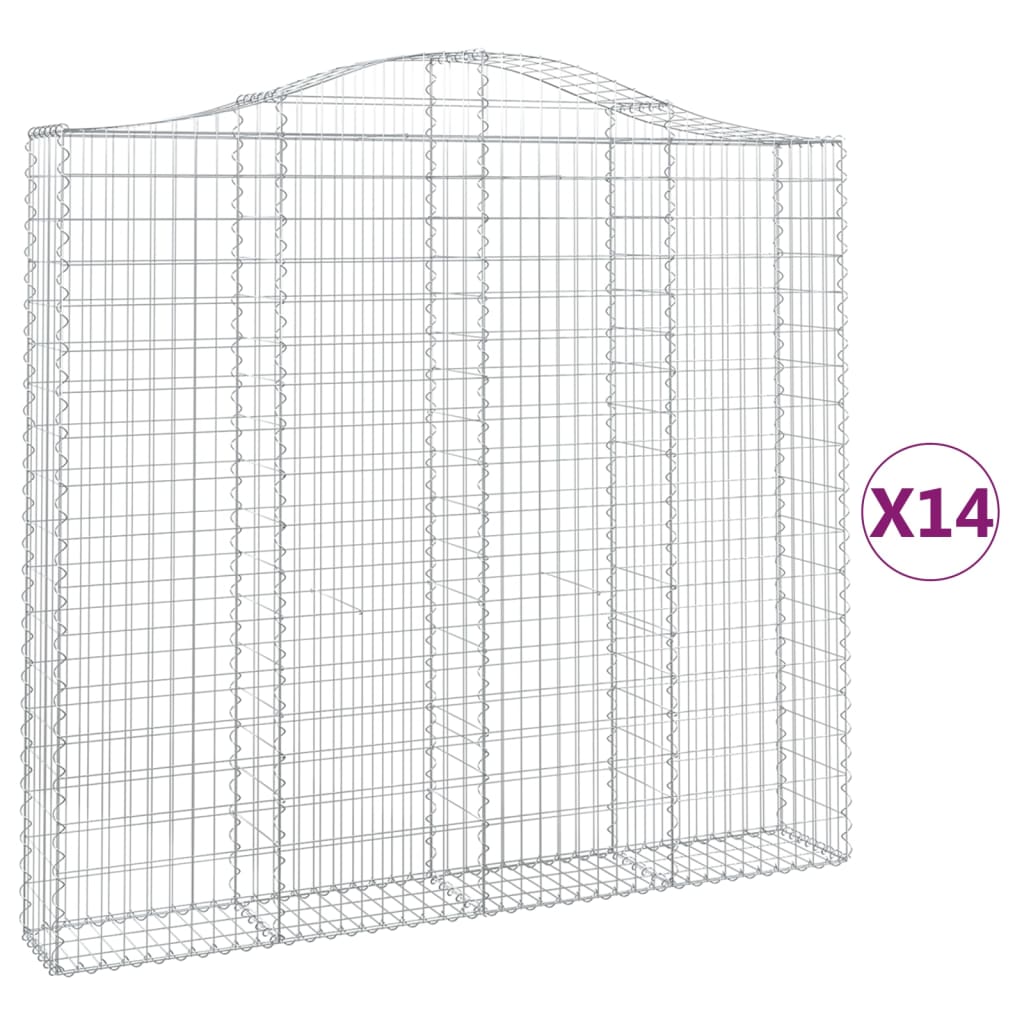 vidaXL Cestas de gaviones 14 uds forma de arco hierro 200x30x180/200cm