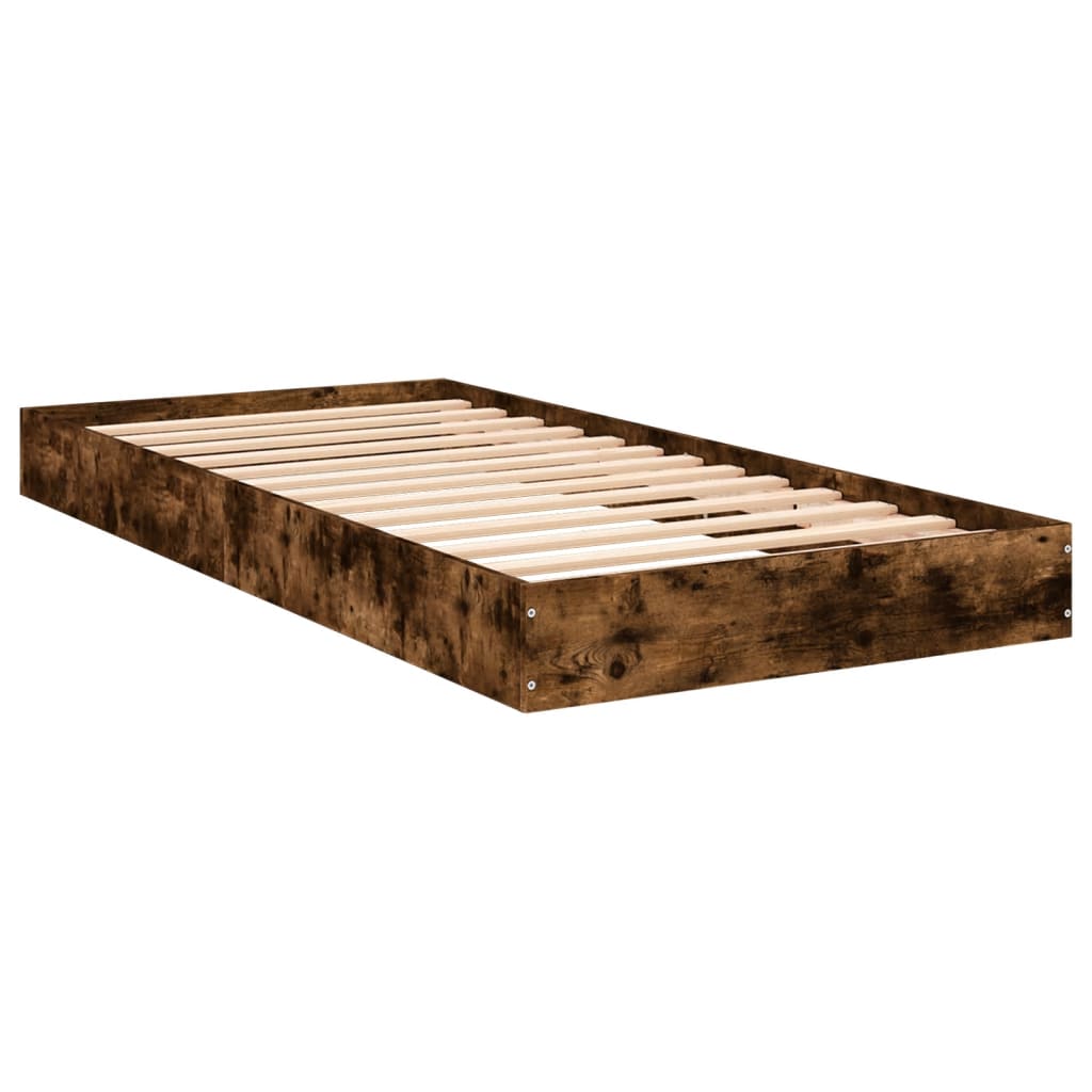 vidaXL Estructura cama sin colchón madera roble ahumado 75x190 cm