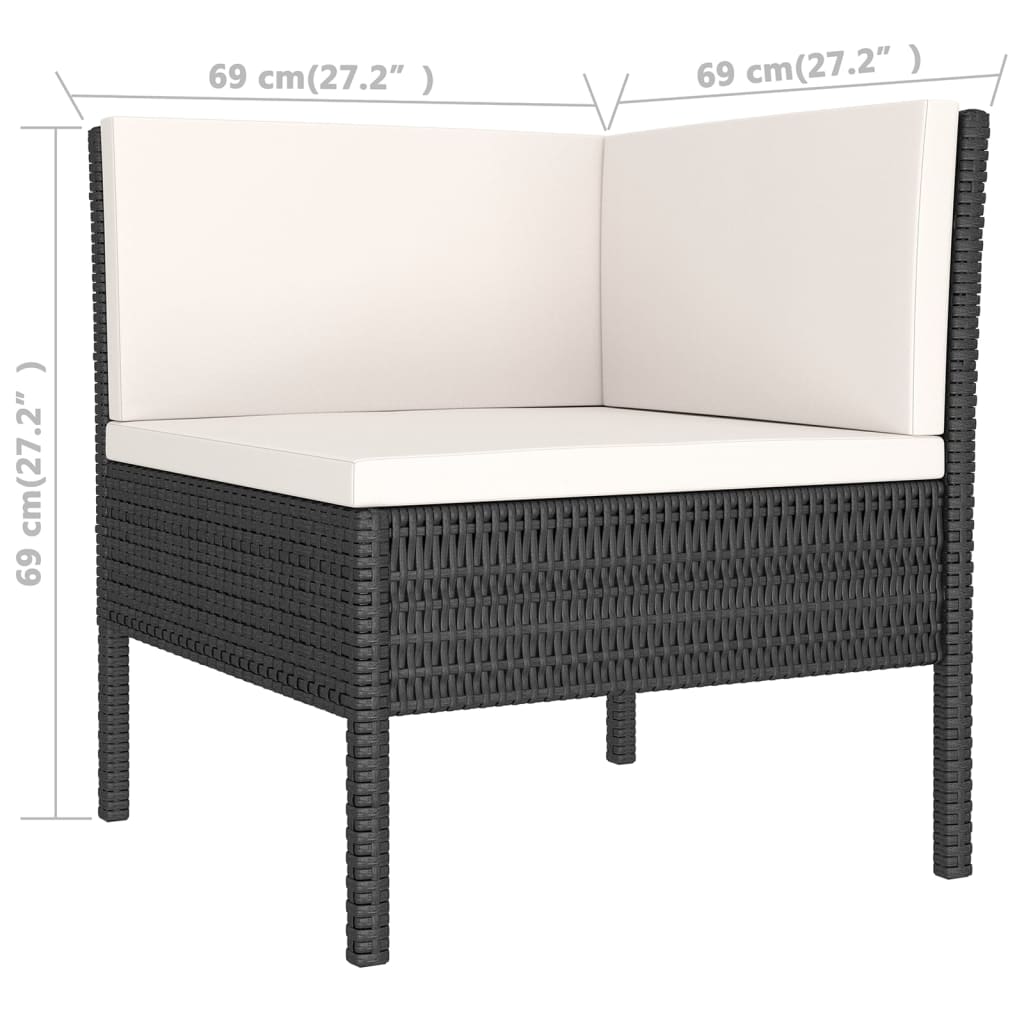 vidaXL Set de muebles de jardín 8 pzas y cojines ratán sintético negro