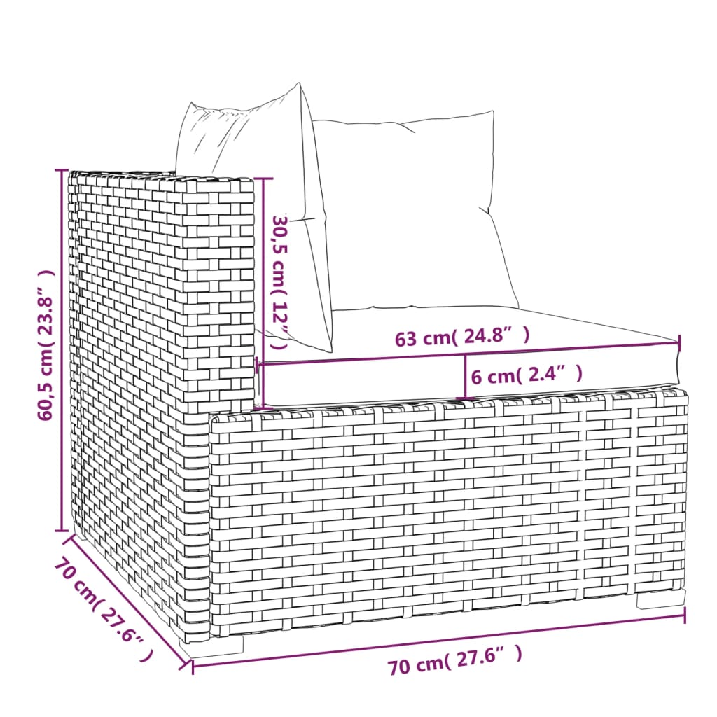 vidaXL Set muebles de jardín 8 piezas y cojines ratán sintético marrón