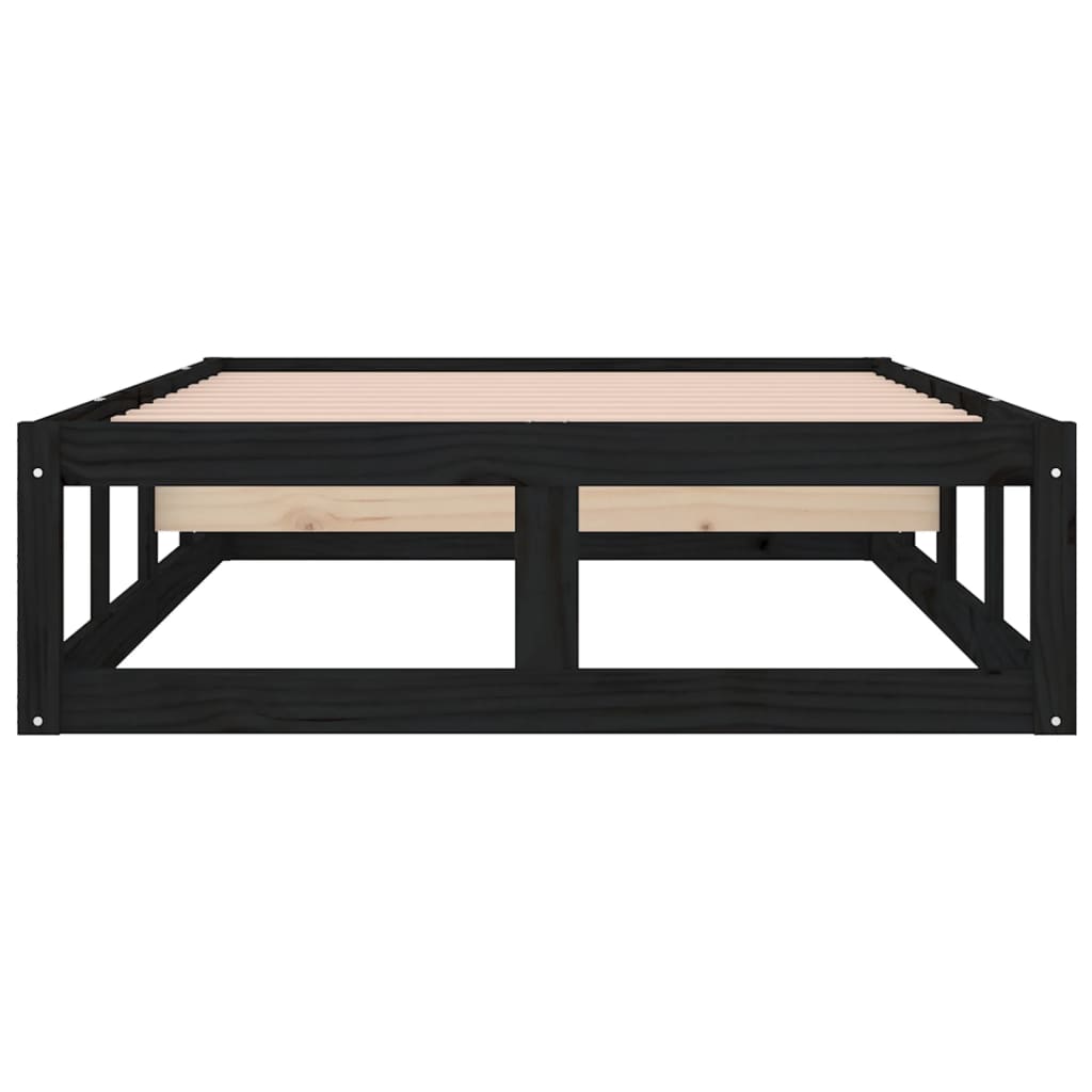 vidaXL Estructura de cama de madera maciza negra 100x200 cm