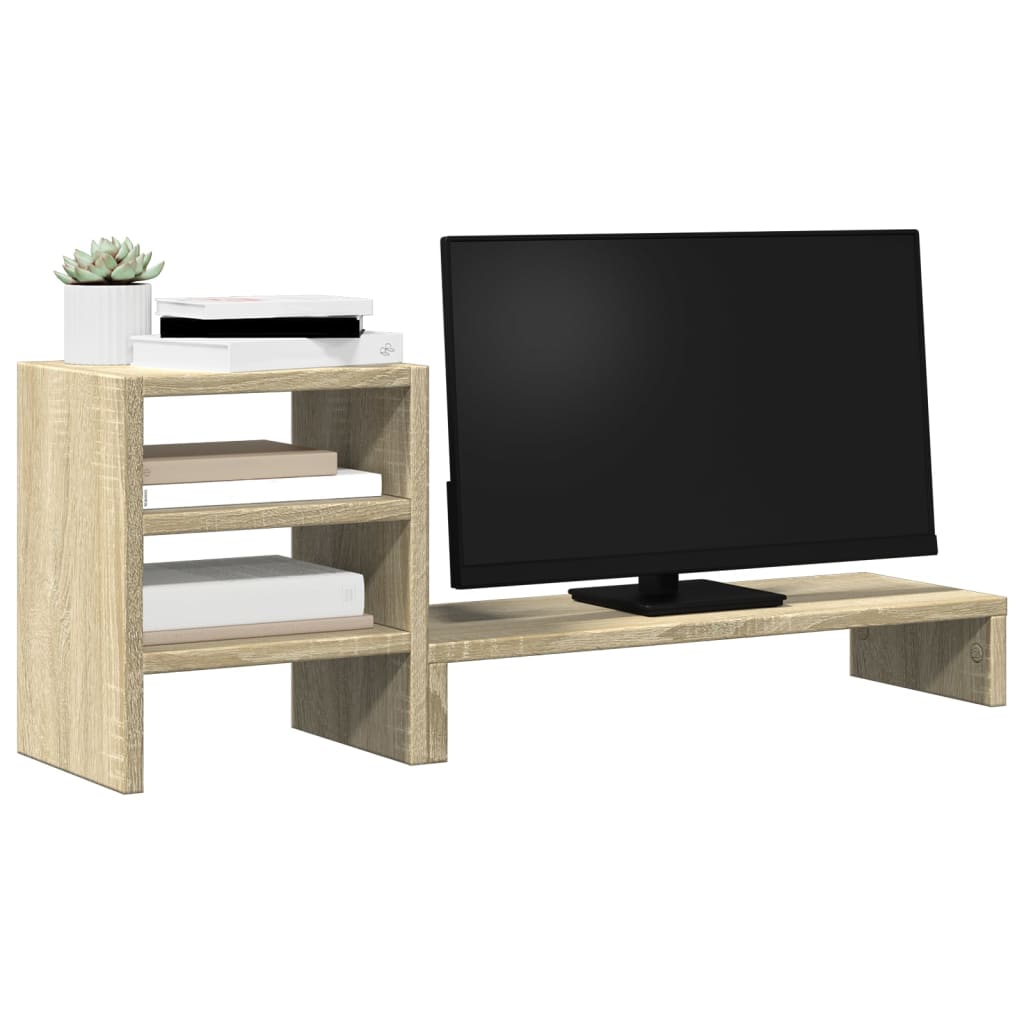 vidaXL Soporte monitor con organizador escritorio madera roble Sonoma