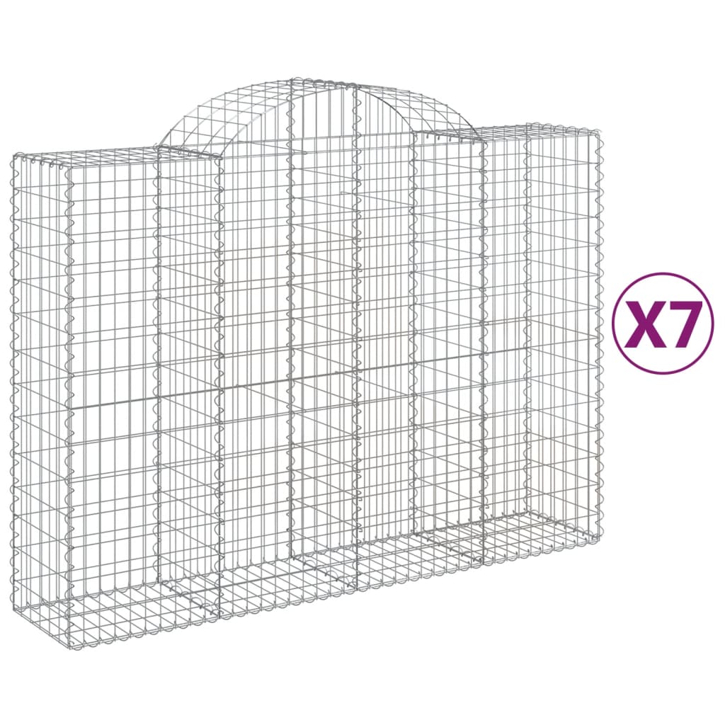 vidaXL Cestas gaviones 7 uds forma de arco hierro 200x50x140/160 cm