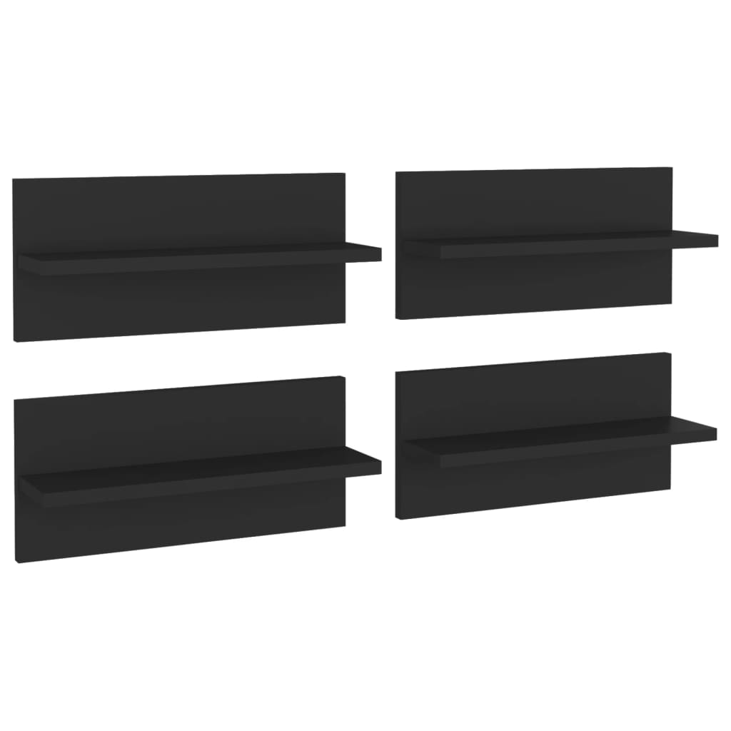 vidaXL Estantes de pared 4 uds madera contrachapada negro 40x11,5x18cm