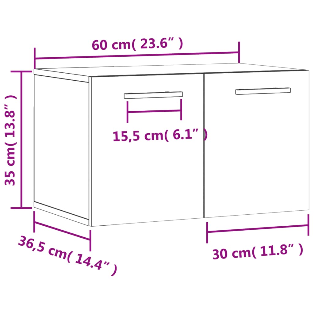 vidaXL Armario de pared madera de ingeniería gris Sonoma 60x36,5x35 cm