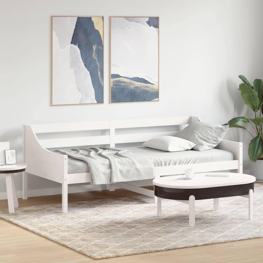 vidaXL Sofá cama sin colchón madera maciza de pino blanco 90x200 cm