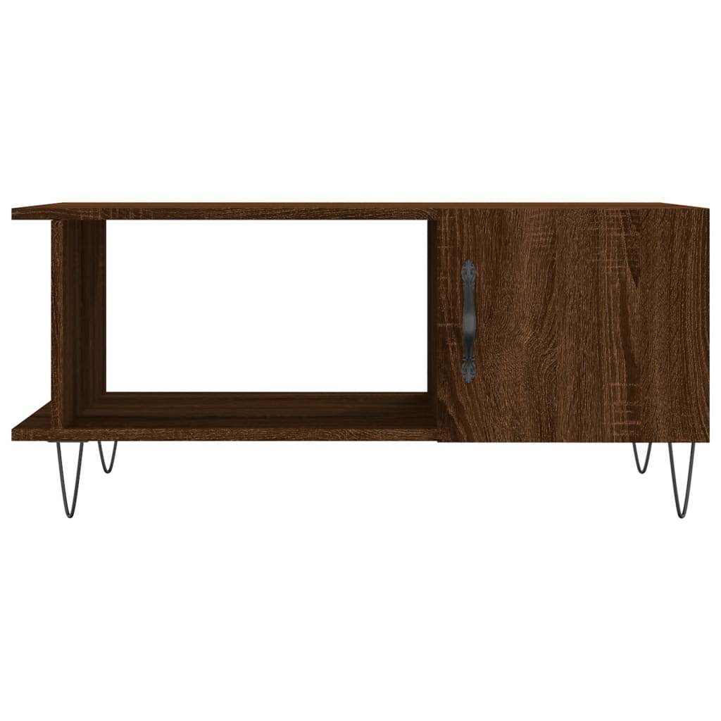 vidaXL Mesa de centro madera contrachapada roble marrón 90x50x40 cm