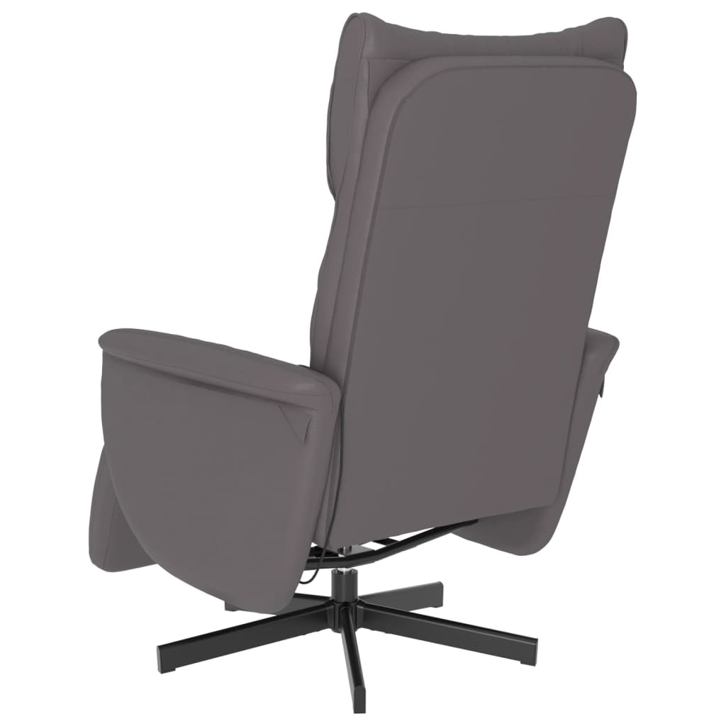 vidaXL Sillón reclinable de masaje con reposapiés cuero sintético gris