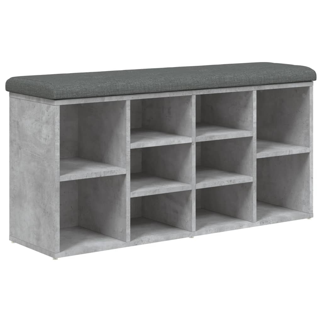 vidaXL Banco zapatero madera de ingeniería gris hormigón 102x32x50 cm