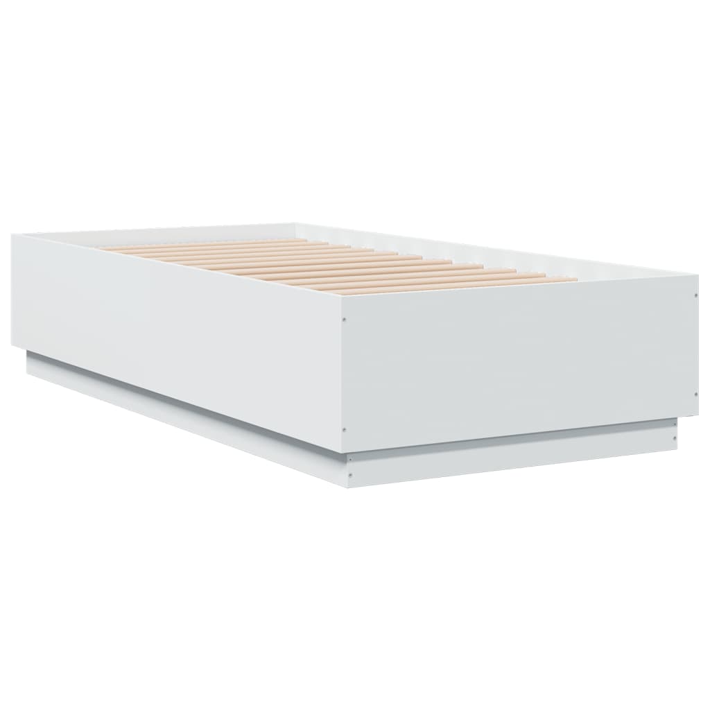 vidaXL Estructura cama con luces LED madera ingeniería blanco 75x190cm