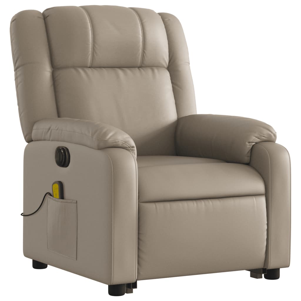 vidaXL Sillón reclinable de masaje eléctrico cuero sintético capuchino