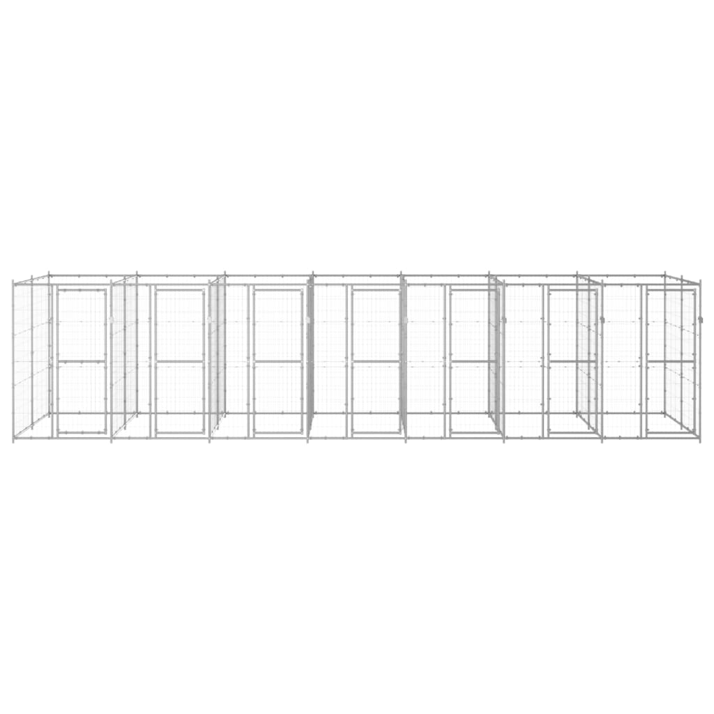 vidaXL Perrera de exterior de acero galvanizado 16,94 m²