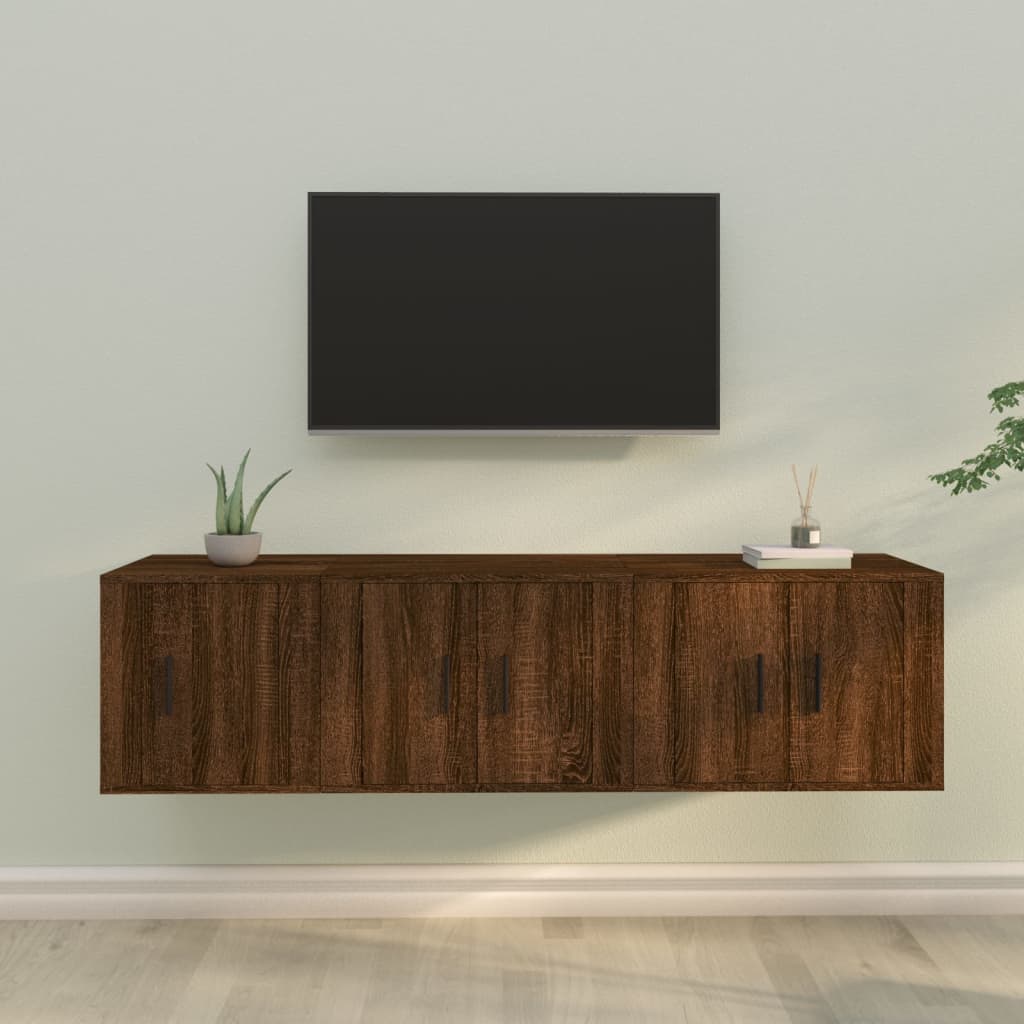 vidaXL Set de muebles para TV 3 pzas madera contrachapada roble marrón