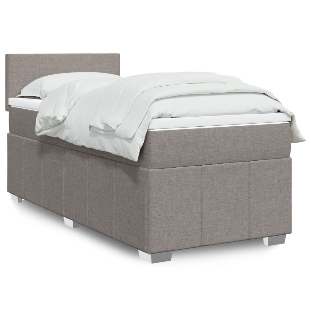 vidaXL Cama box spring con colchón tela gris taupe 90x190 cm