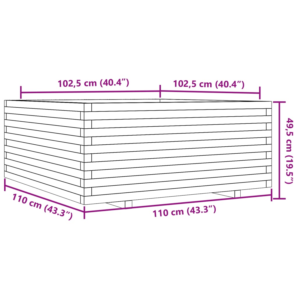 vidaXL Jardinera madera de pino impregnada 110x110x49,5 cm