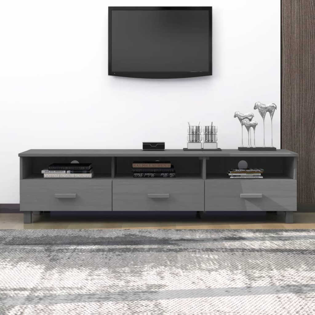 vidaXL Mueble de TV HAMAR madera maciza pino gris oscuro 158x40x40 cm