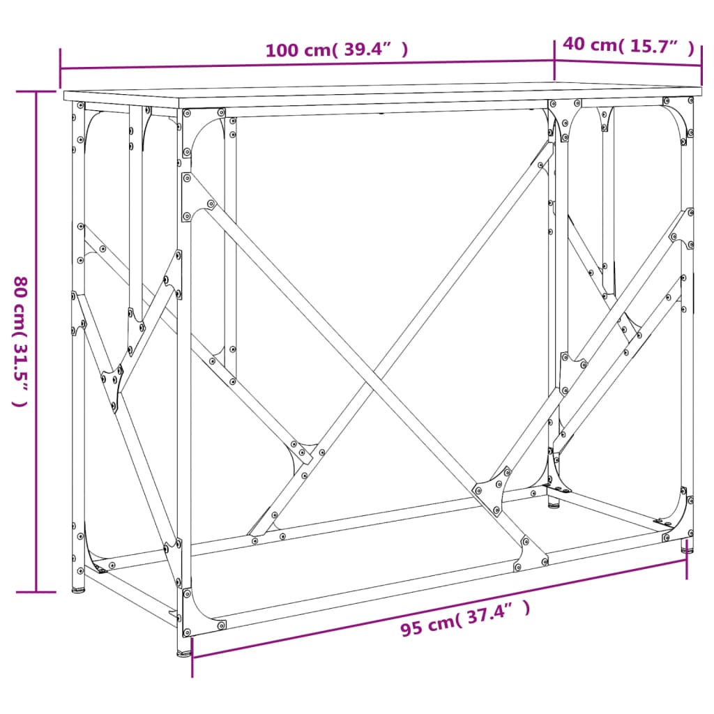 vidaXL Mesa consola madera de ingeniería roble Sonoma 100x40x80 cm