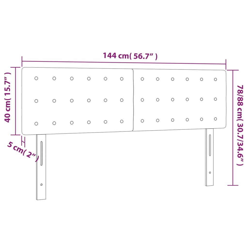 vidaXL Cabecero con LED de tela negro 144x5x78/88 cm