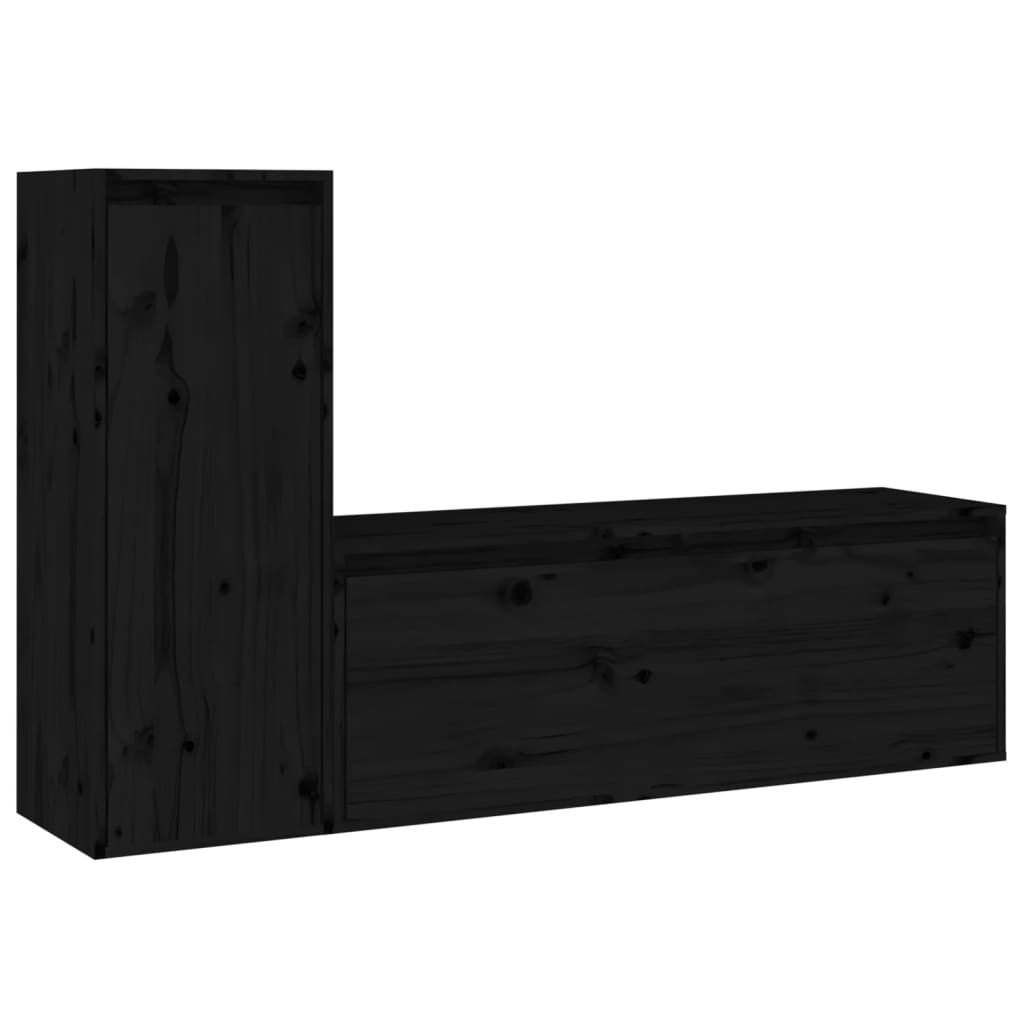 vidaXL Muebles para TV 2 piezas madera maciza de pino negro