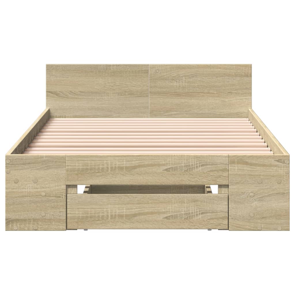 vidaXL Cama con cajón madera de ingeniería roble Sonoma 90x190 cm