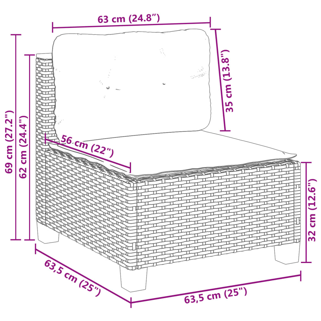 vidaXL Set de muebles de jardín 9 pzas y cojines ratán sintético gris