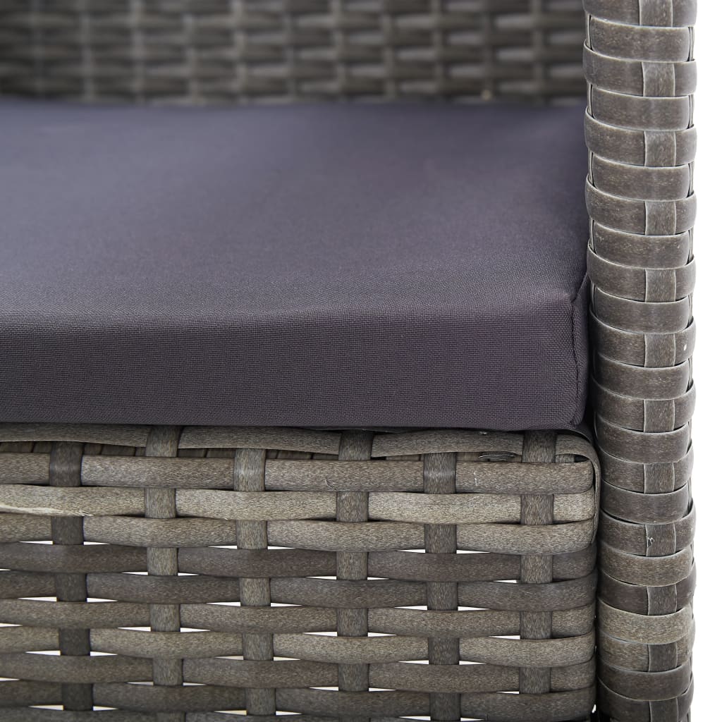 vidaXL Sillones de jardín con cojines gris oscuro 4 uds ratán PE gris