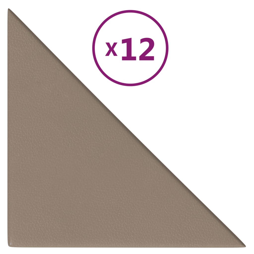 vidaXL Paneles pared 12 uds cuero sintético capuchino 30x30 cm 0,54 m²