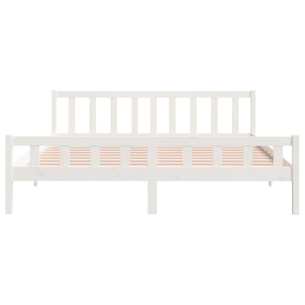 vidaXL Estructura de cama madera maciza blanco Supe King 180x200 cm