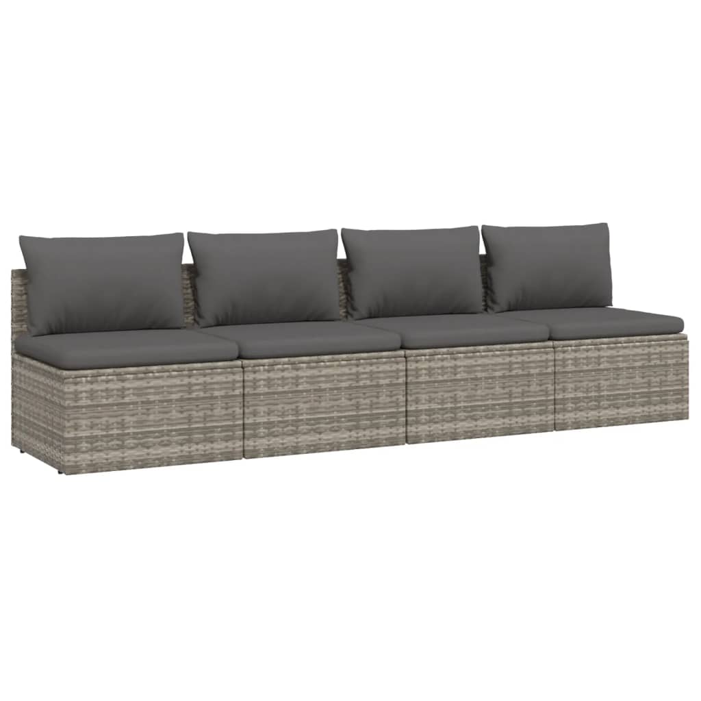 vidaXL Set de muebles de jardín 4 pzas y cojines ratán sintético gris