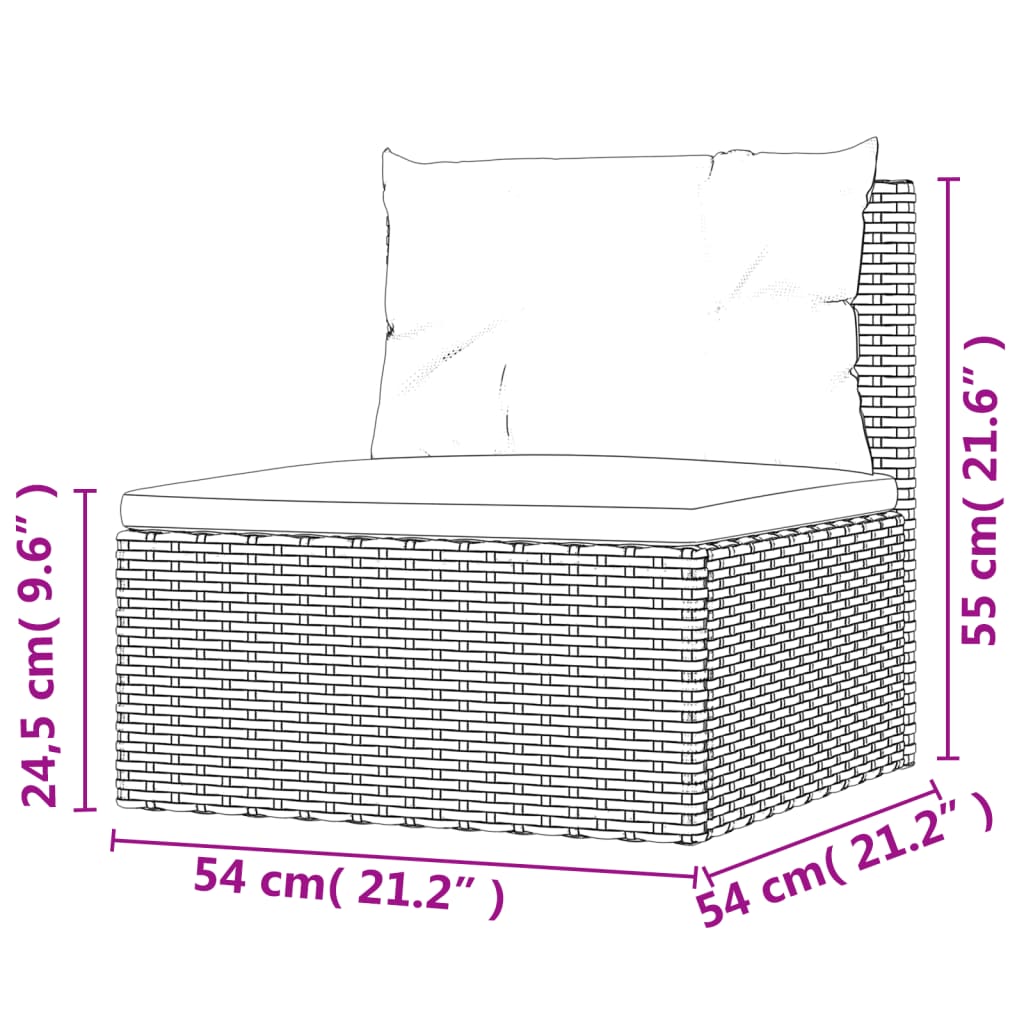 vidaXL Set de muebles de jardín y cojines 7 pzas ratán sintético negro