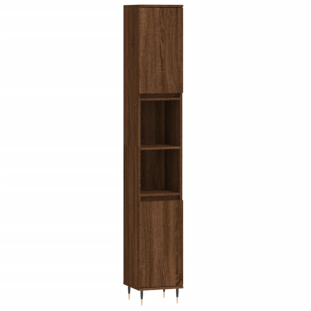 vidaXL Set de muebles baño 3 pzas madera contrachapada roble marrón